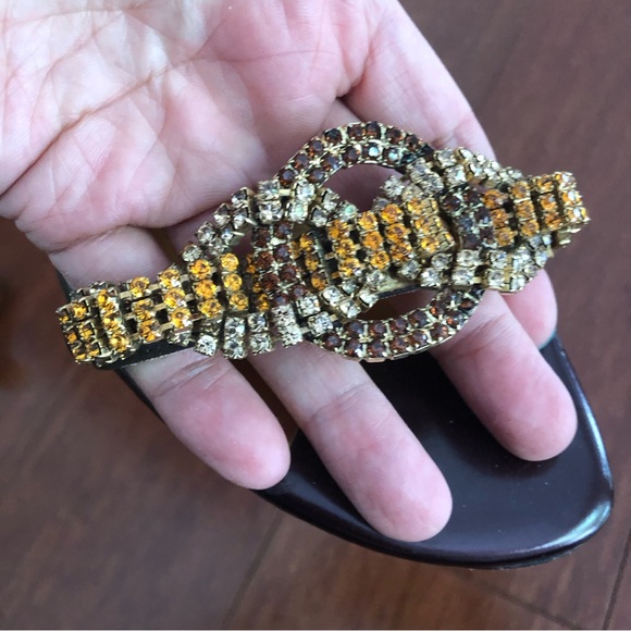 Francesco Secco ombre ,orange ,yellow diamond embellished peep toe pumps sandals - Picture 7 of 17